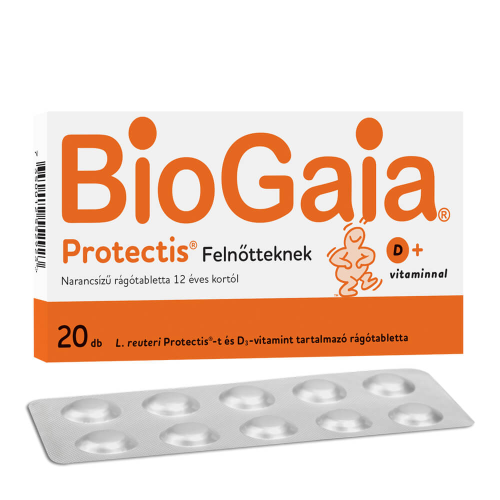 BioGaia ProTectis Felnőtteknek+ D-vitamin rágótbl. 20x