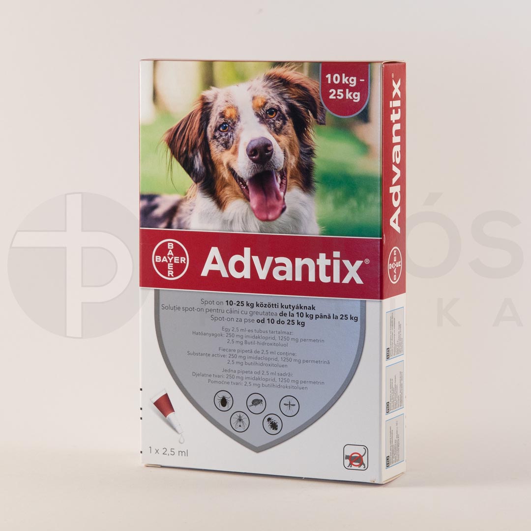 Advantix spot on 2,5ml 10-25kg között kutya a.u.v. 1x