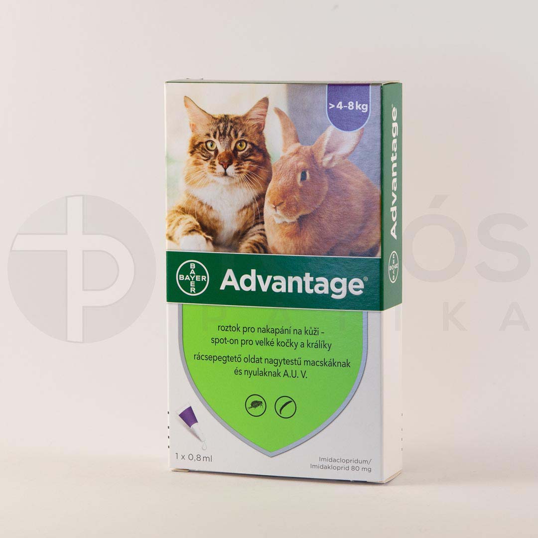 Advantage 80 macska/nyúl 0,8ml 4kg feletti A.U.V. 1x