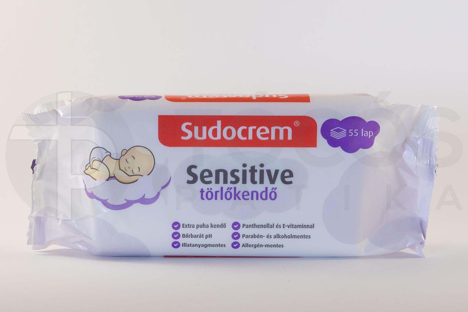 Sudocrem Sensitive krémes törlőkendő 55x