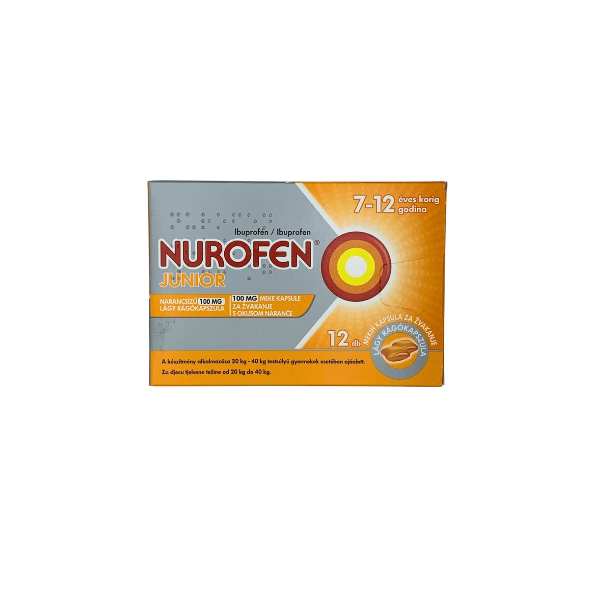 Nurofen Junior narancsízű 100 mg lágy rágókapszula 12x 